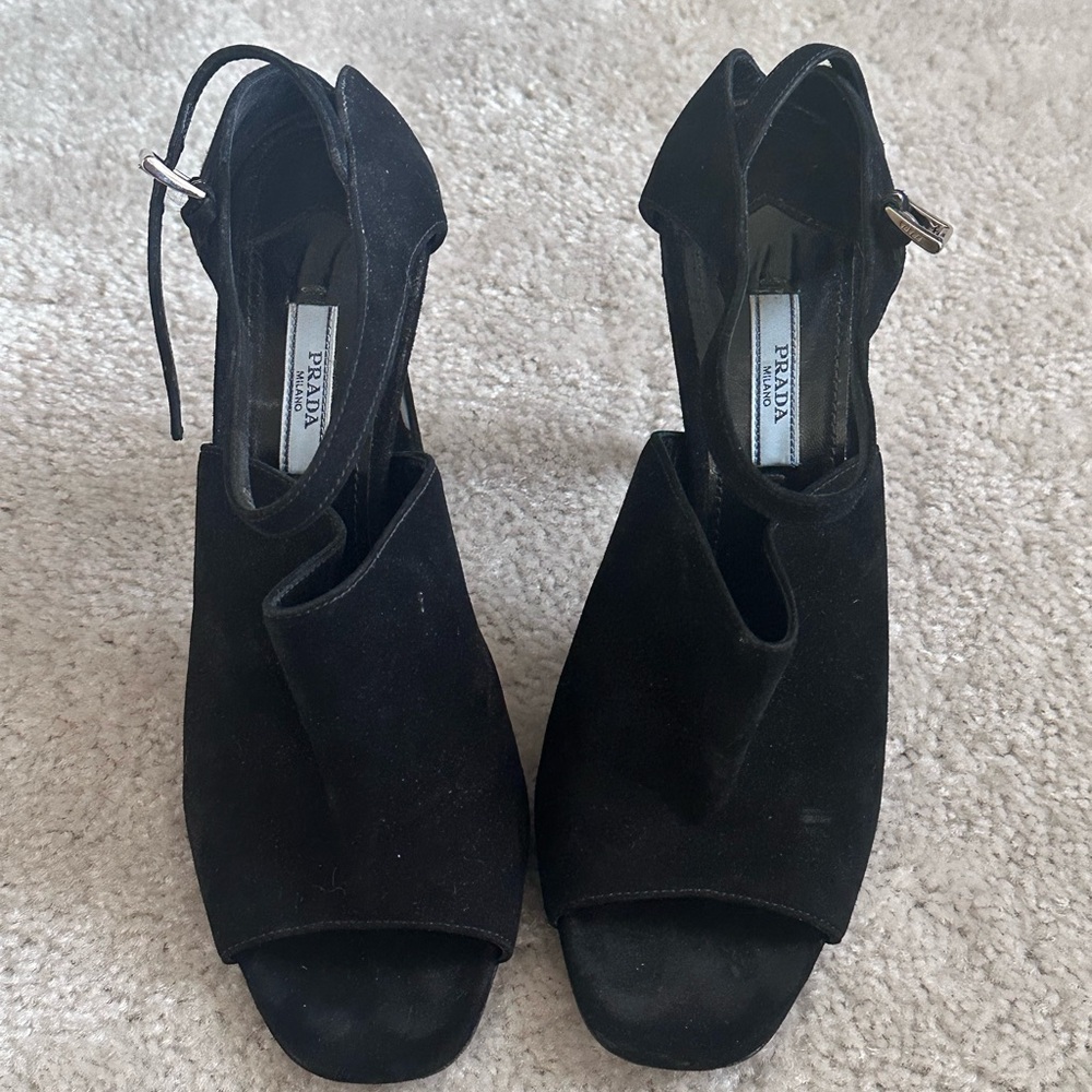 Prada Black Open-Toe Heels